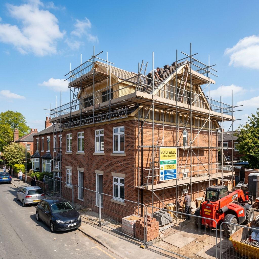AR Bharat Ltd residential construction site with brickwork and scaffolding in Harrow